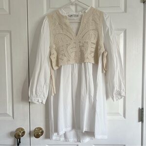 Zara Two-Piece Crochet Detail Shirt Dress